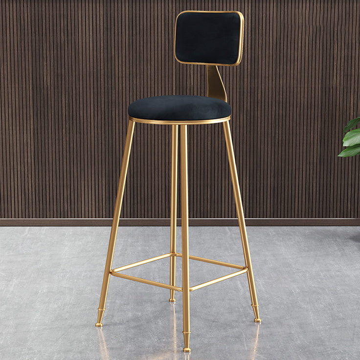 Glam Velvet Bar and Counter Stool Round Stool with 4 Gold Legs