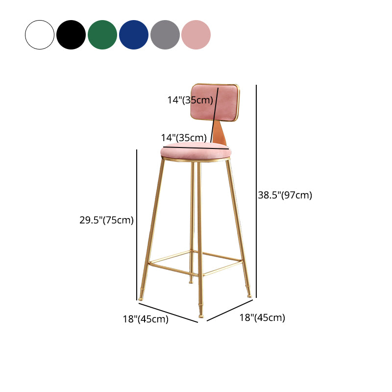 Glam Velvet Bar and Counter Stool Round Stool with 4 Gold Legs