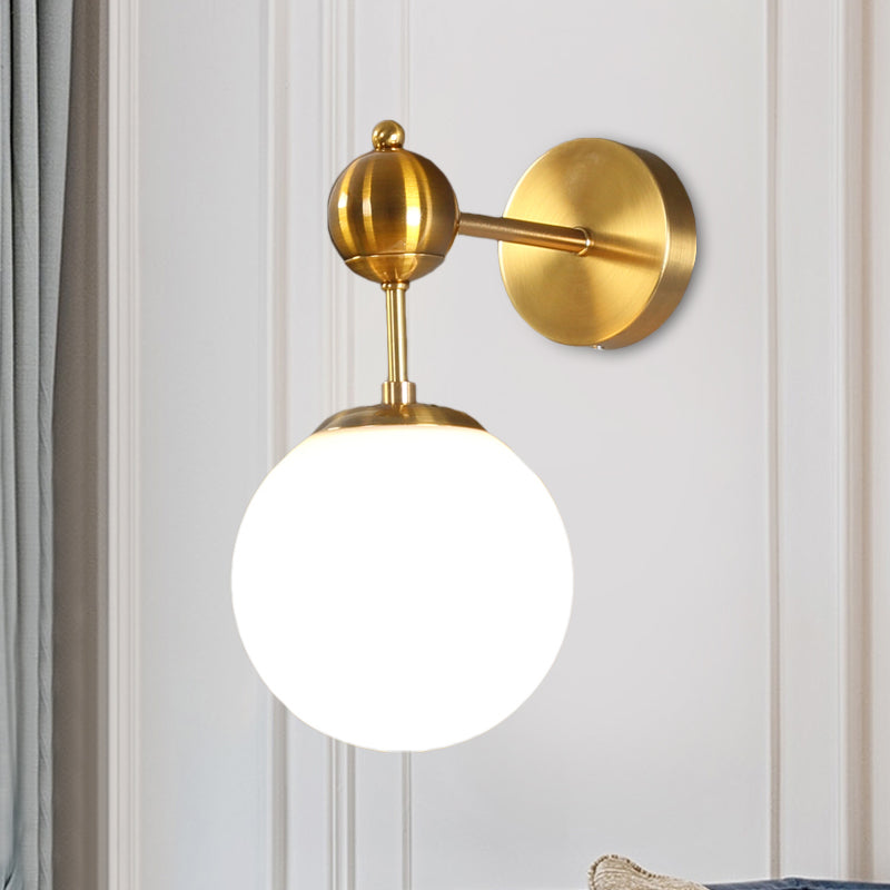 Wit Glass Global Wall Light Fecture Post Modern 1-Bulb SCONCE LAMP IN MESSEN MET INSTELBARE NODE