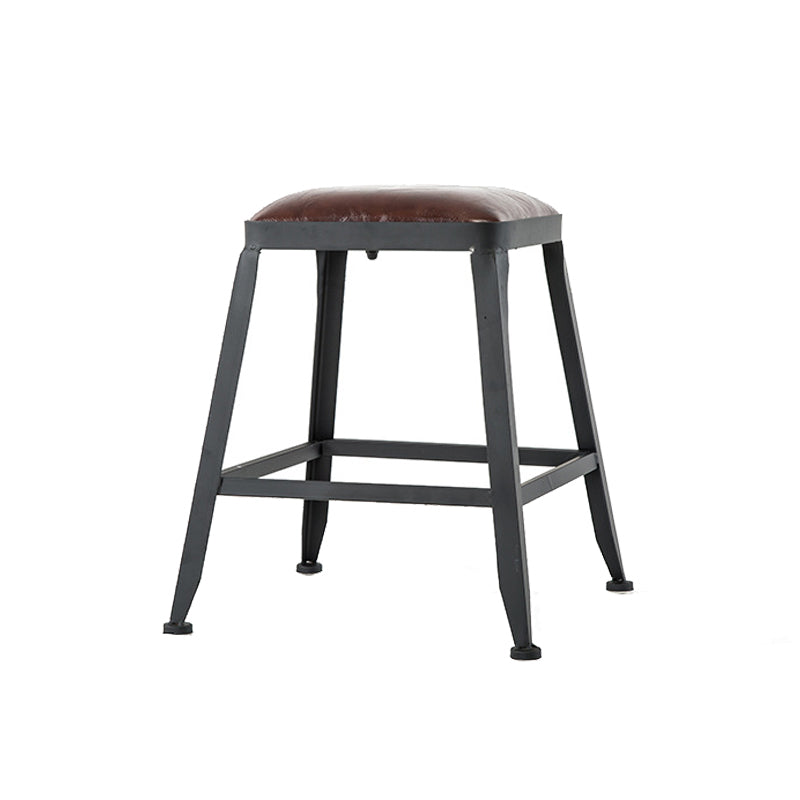 Industrial Leather Bar and Counter Stool Square Stool with 4 Legs