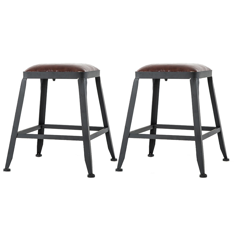 Industrial Leather Bar and Counter Stool Square Stool with 4 Legs