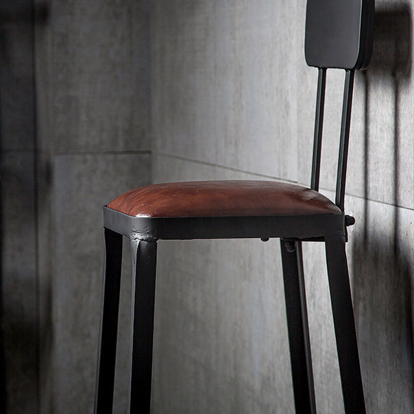 Industrial Leather Bar and Counter Stool Square Stool with 4 Legs
