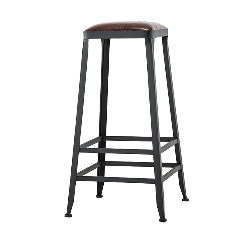 Industrial Leather Bar and Counter Stool Square Stool with 4 Legs