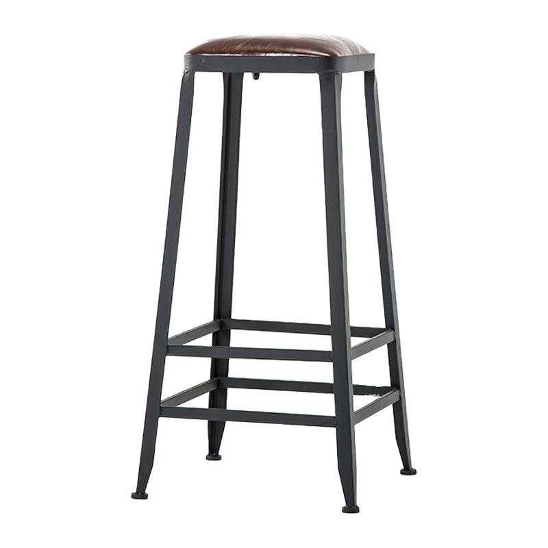 Industrial Leather Bar and Counter Stool Square Stool with 4 Legs