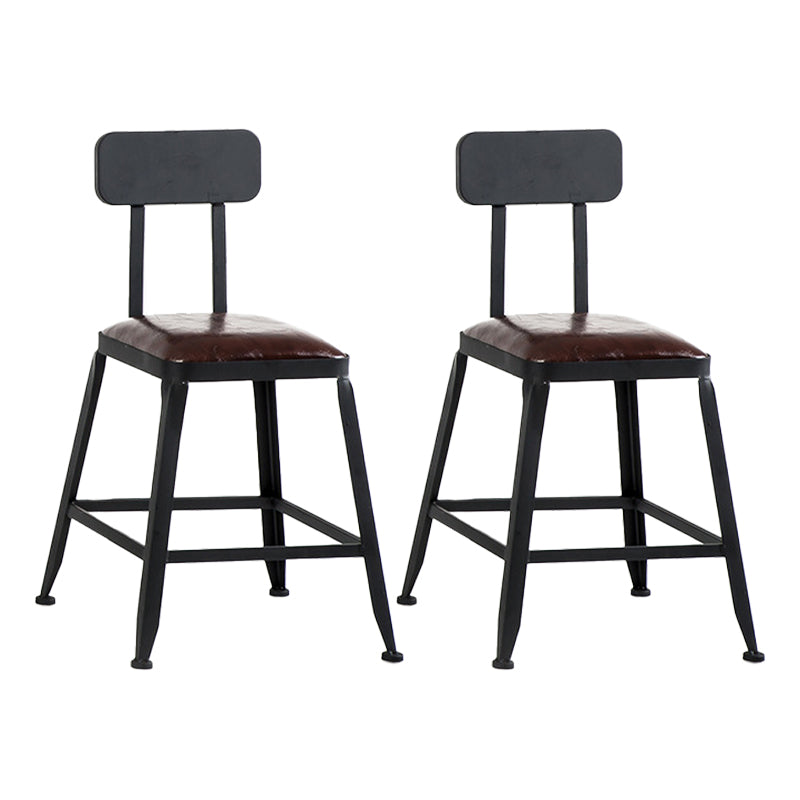 Industrial Leather Bar and Counter Stool Square Stool with 4 Legs