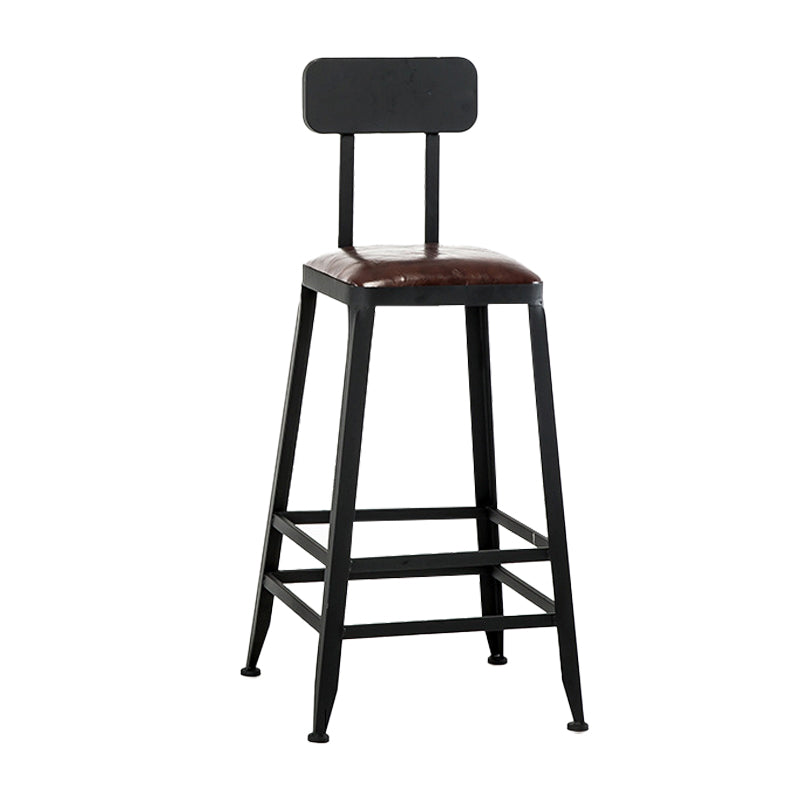 Industrial Leather Bar and Counter Stool Square Stool with 4 Legs
