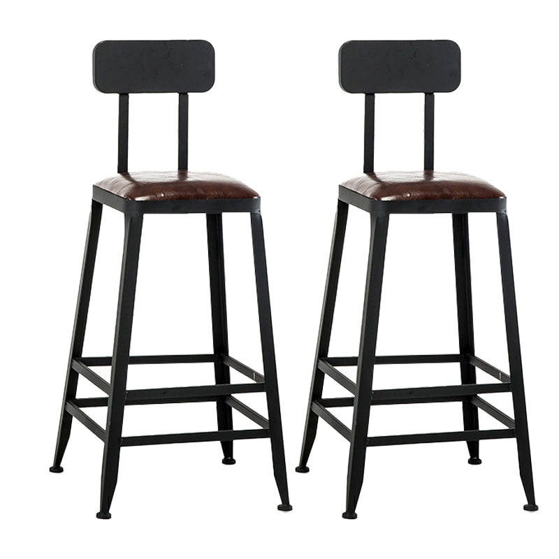 Industrial Leather Bar and Counter Stool Square Stool with 4 Legs