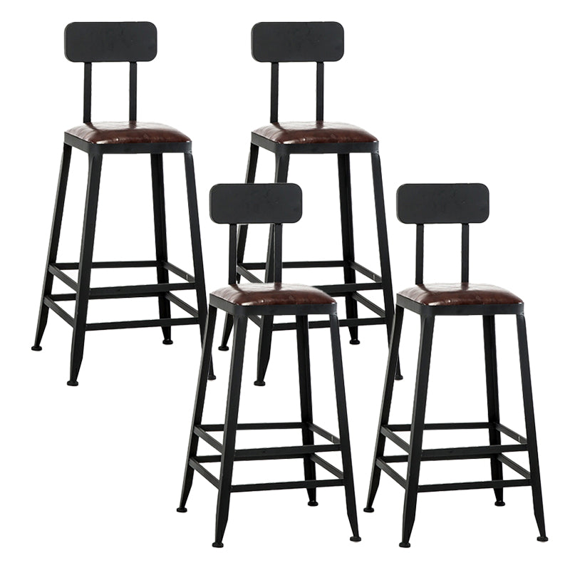 Industrial Leather Bar and Counter Stool Square Stool with 4 Legs