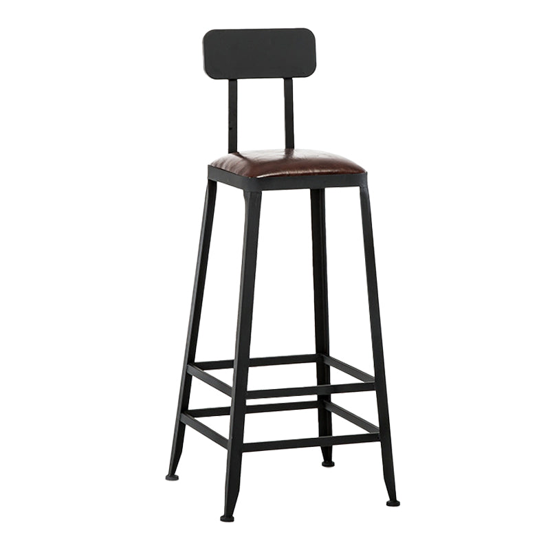 Industrial Leather Bar and Counter Stool Square Stool with 4 Legs