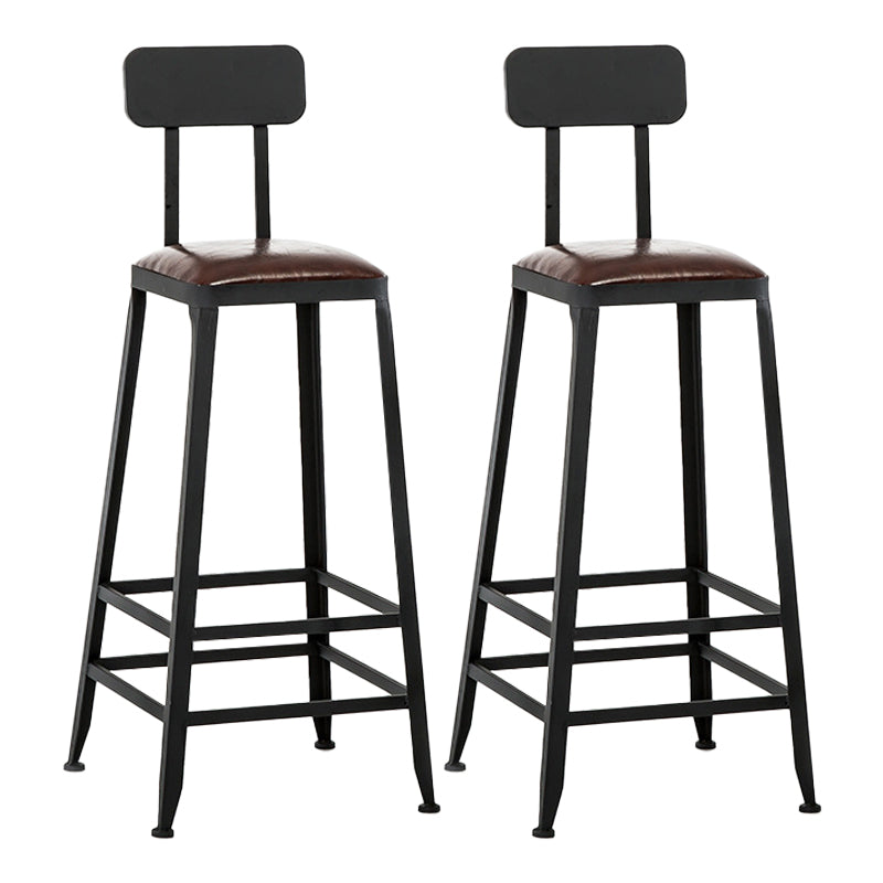 Industrial Leather Bar and Counter Stool Square Stool with 4 Legs