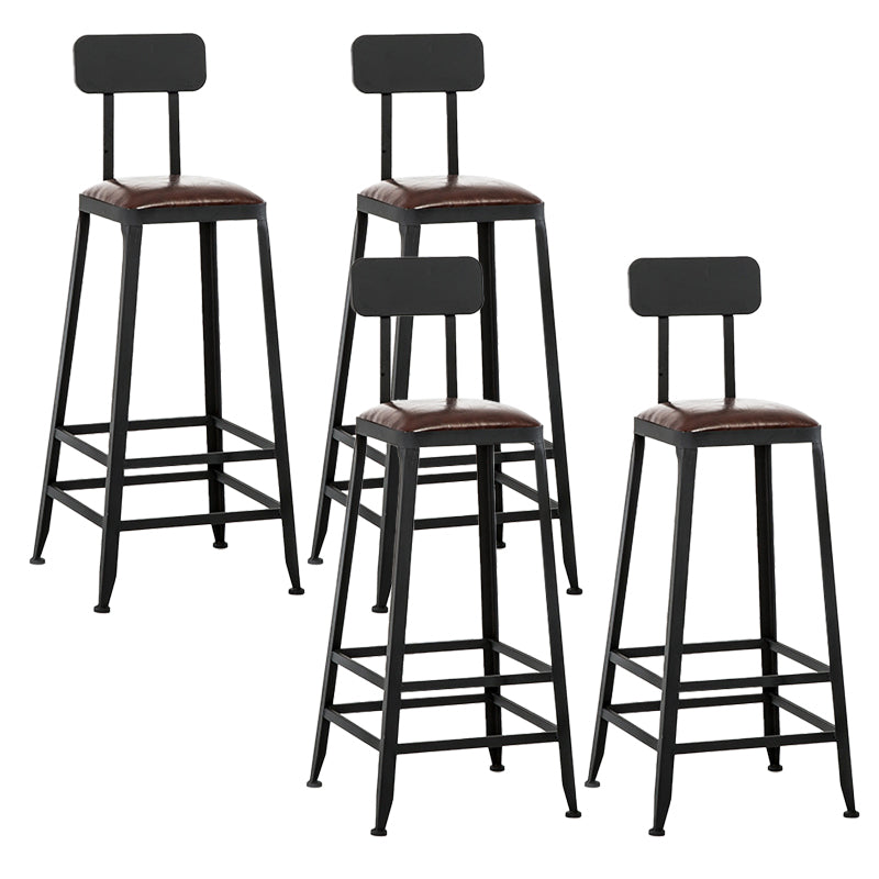 Industrial Leather Bar and Counter Stool Square Stool with 4 Legs