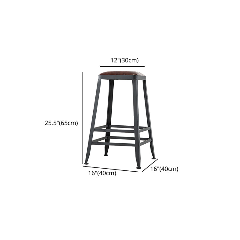 Industrial Leather Bar and Counter Stool Square Stool with 4 Legs