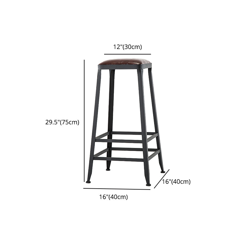 Industrial Leather Bar and Counter Stool Square Stool with 4 Legs