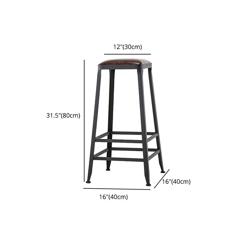 Industrial Leather Bar and Counter Stool Square Stool with 4 Legs