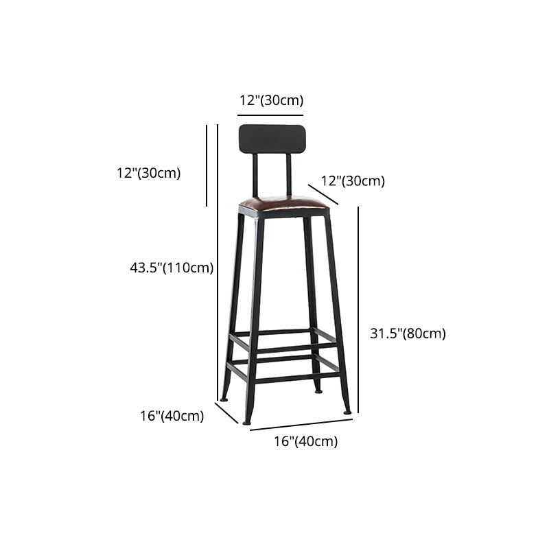 Industrial Leather Bar and Counter Stool Square Stool with 4 Legs