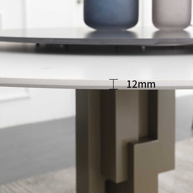 Modern Dinette Set 1/3/4/5/7 Pieces Round Sintered Stone Dining Table Set with Turntable