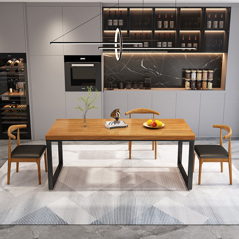 Rectangle Dining Table Contemporary Style Solid Wood Brown Dinner Table