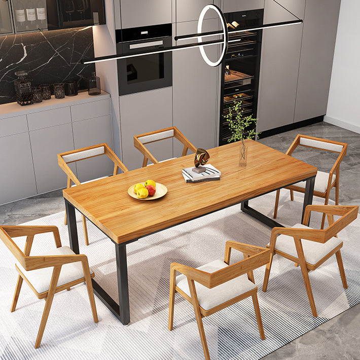 Rectangle Dining Table Contemporary Style Solid Wood Brown Dinner Table