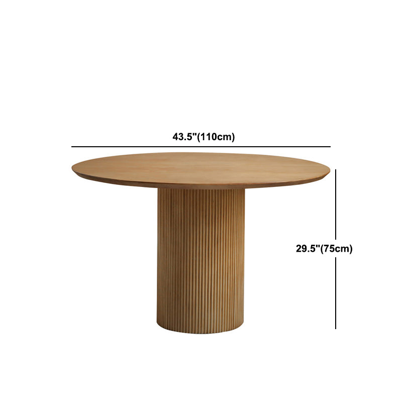 Round Dining Table Contemporary Style Solid Wood Brown Dinner Table