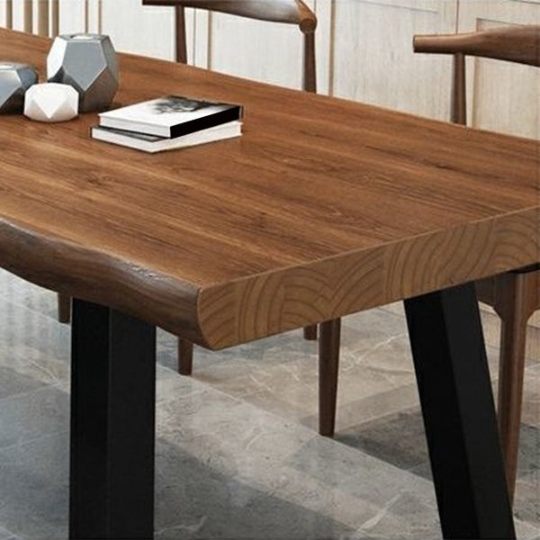 Industrial Rectangle Solid Wood Standard Height Double Pedestal Dining Table