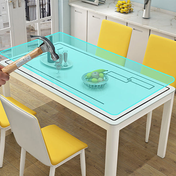 Modern White Glass Dining Table Rectangle Dining Table for Kitchen