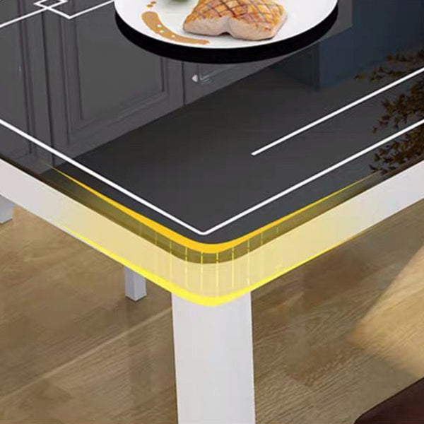Modern White Glass Dining Table Rectangle Dining Table for Kitchen