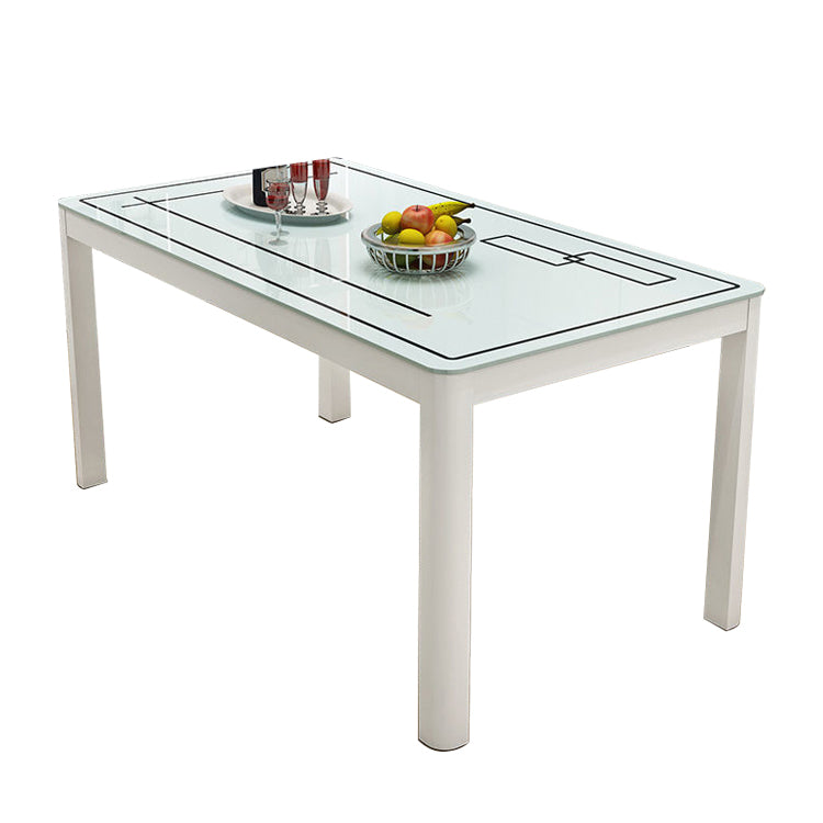 Modern White Glass Dining Table Rectangle Dining Table for Kitchen