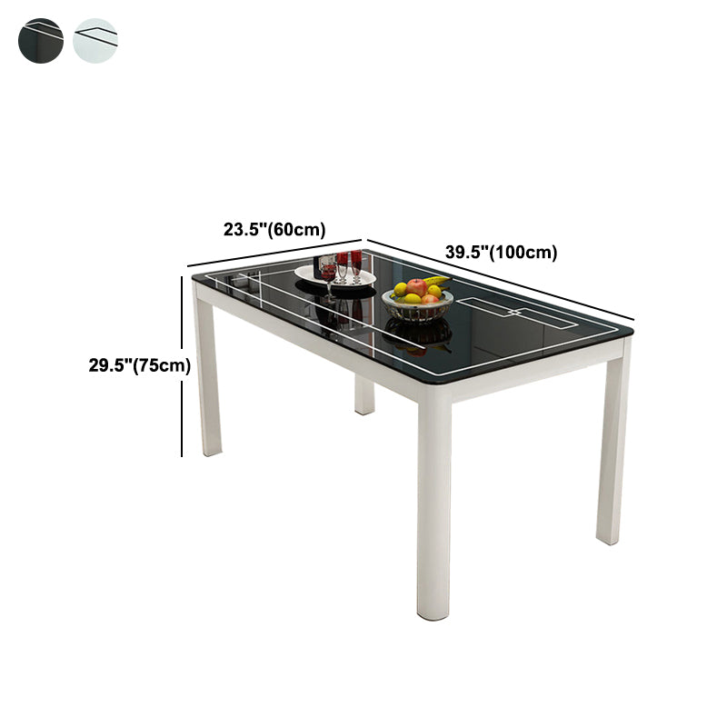 Modern White Glass Dining Table Rectangle Dining Table for Kitchen