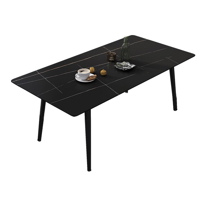 Modern Rectangle Dining Table Sintered Stone 4 Legs Table for Dining Room