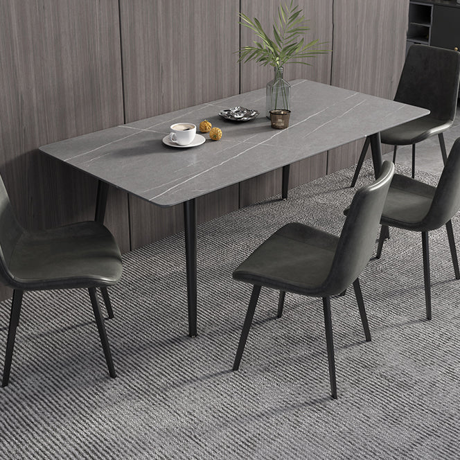 Modern Rectangle Dining Table Sintered Stone 4 Legs Table for Dining Room