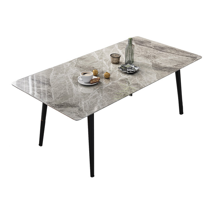Modern Rectangle Dining Table Sintered Stone 4 Legs Table for Dining Room