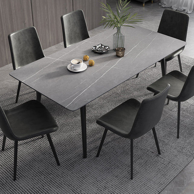 Modern Rectangle Dining Table Sintered Stone 4 Legs Table for Dining Room