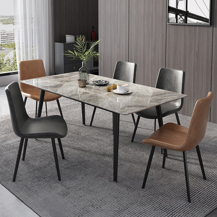 Modern Rectangle Dining Table Sintered Stone 4 Legs Table for Dining Room