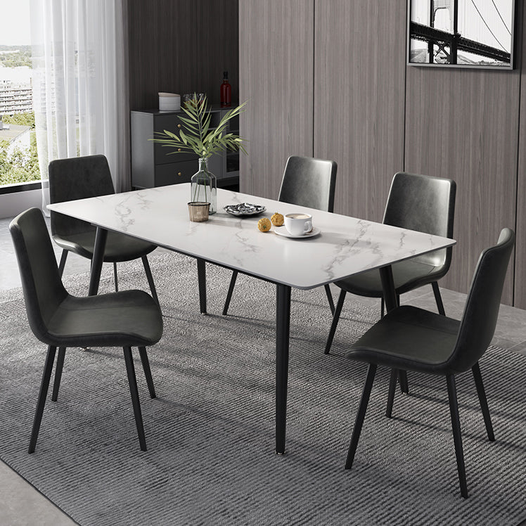 Modern Rectangle Dining Table Sintered Stone 4 Legs Table for Dining Room
