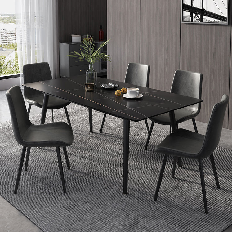 Modern Rectangle Dining Table Sintered Stone 4 Legs Table for Dining Room