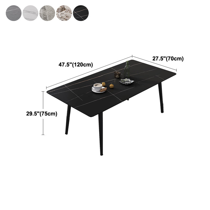 Modern Rectangle Dining Table Sintered Stone 4 Legs Table for Dining Room