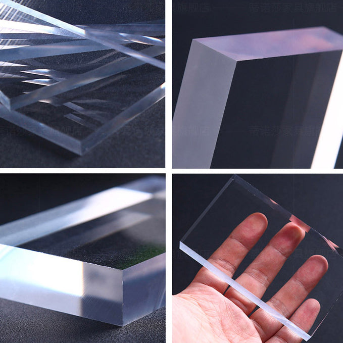 Modern Rectangle Dining Table White Sintered Stone Top Acrylic Base Table