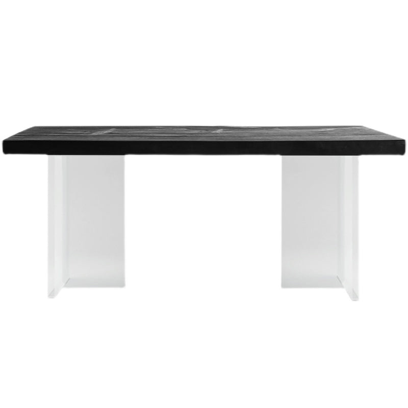 Irregular Dining Table Contemporary Style Solid Wood Black Dinner Table