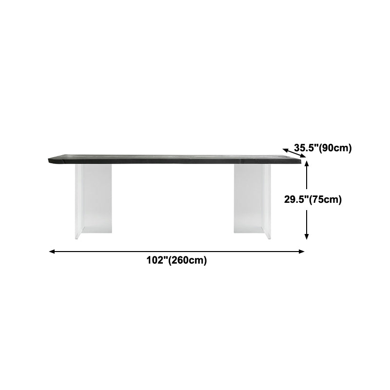 Irregular Dining Table Contemporary Style Solid Wood Black Dinner Table