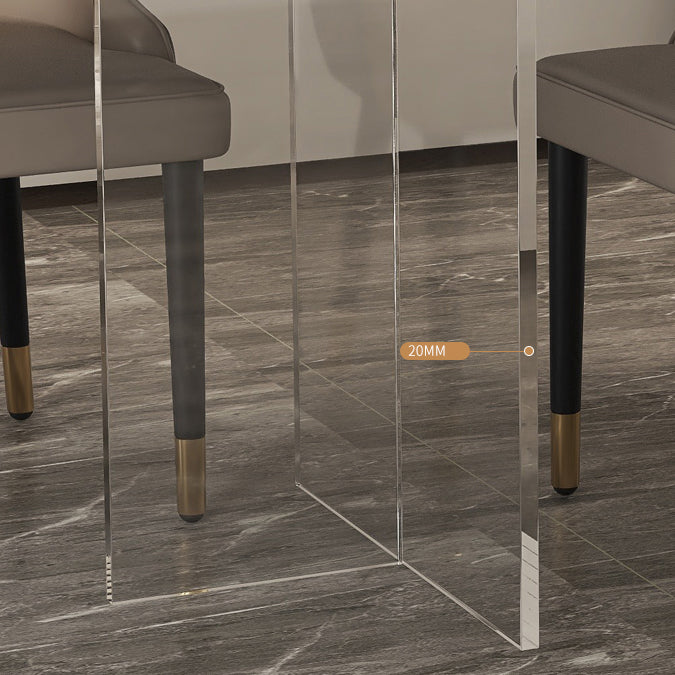 Modern Sintered Stone Dining Table Double Pedestal Table with Acrylic Base for Home