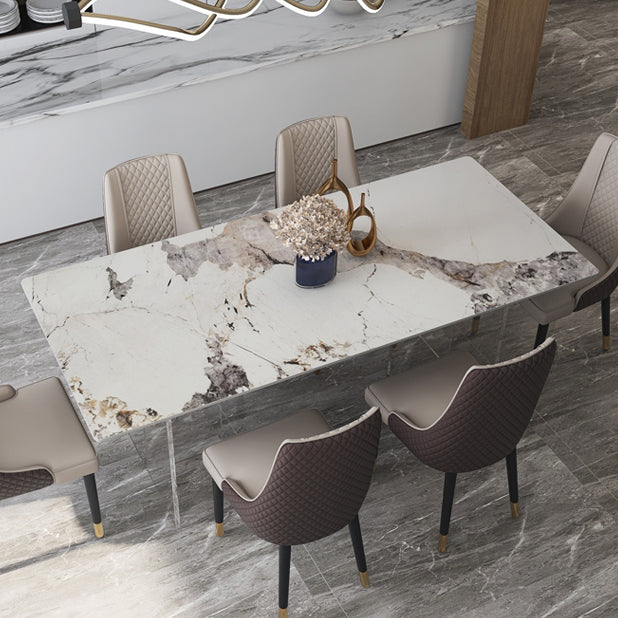 Modern Sintered Stone Dining Table Double Pedestal Table with Acrylic Base for Home