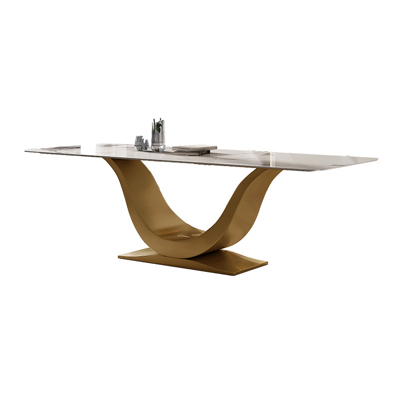 Modern Style Pedestal Dining Table Sintered Stone Rectangle Table for Home