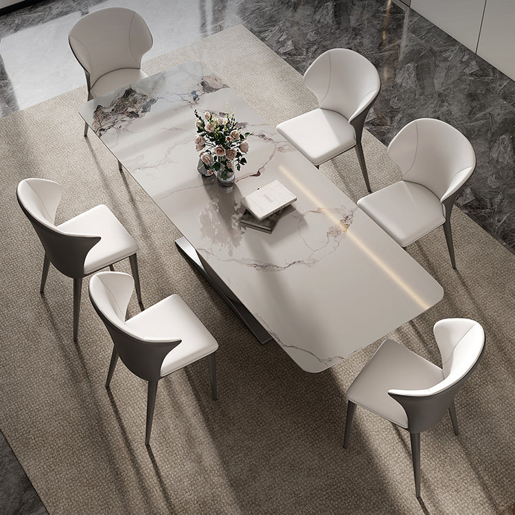 Modern Style Pedestal Dining Table Sintered Stone Rectangle Table for Home