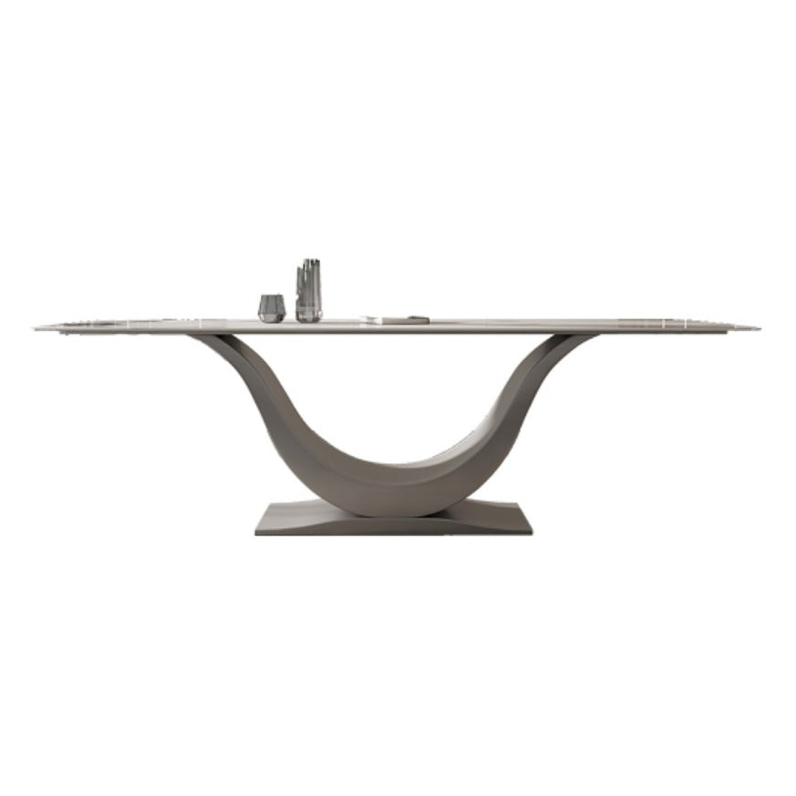 Modern Style Pedestal Dining Table Sintered Stone Rectangle Table for Home