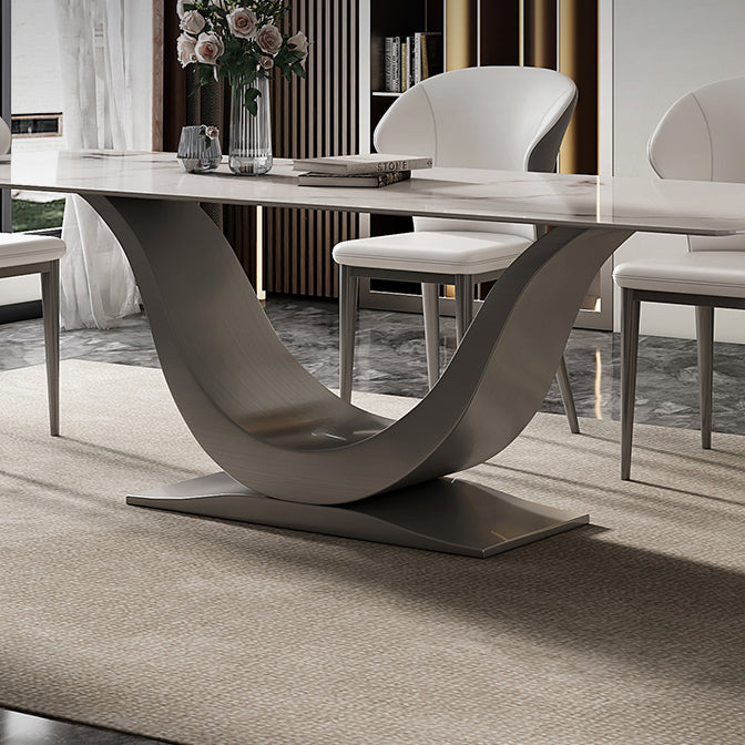 Modern Style Pedestal Dining Table Sintered Stone Rectangle Table for Home