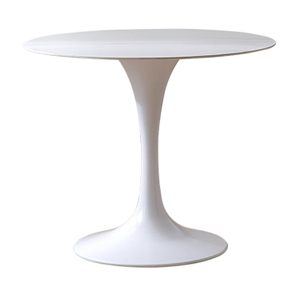 Round Shape Tulip Base Table Modern White Fixed Table with Sintered Stone