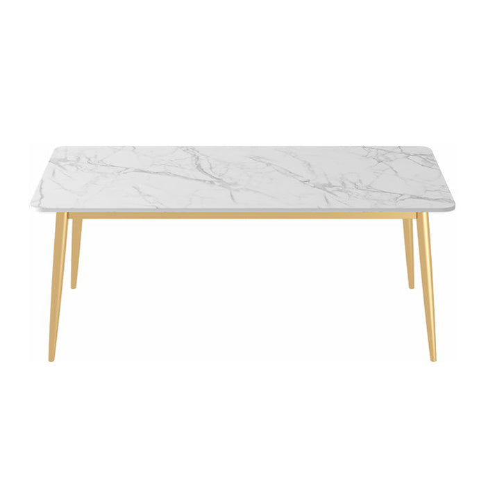 Sintered Stone Dining Table Traditional Luxury 4 Legs Table with Gold Frame