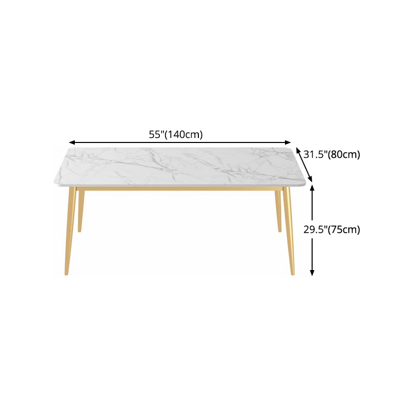 Sintered Stone Dining Table Traditional Luxury 4 Legs Table with Gold Frame