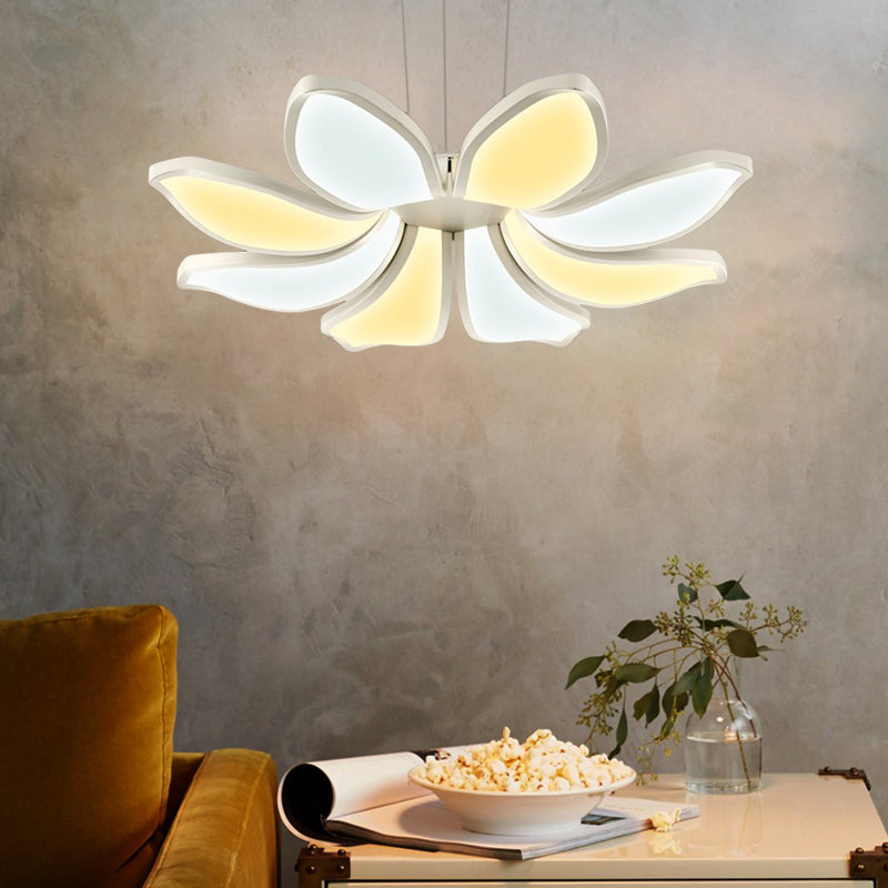 Fleur Fleur Chandelier en acrylique Light Contemporain 6/8 lumières Blanc LED Plafond suspendu en blanc / chaud / naturel Light