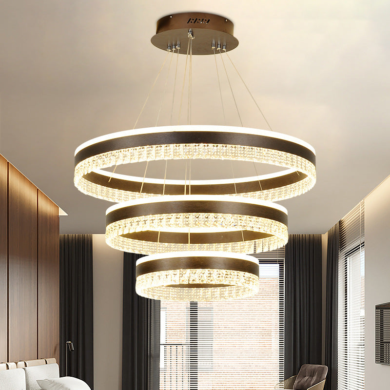 Crystal Pendant Chandelier Contemporain 1/2/3 Lumières LED marron Plafond suspendu Light en blanc / chaud / naturel Light